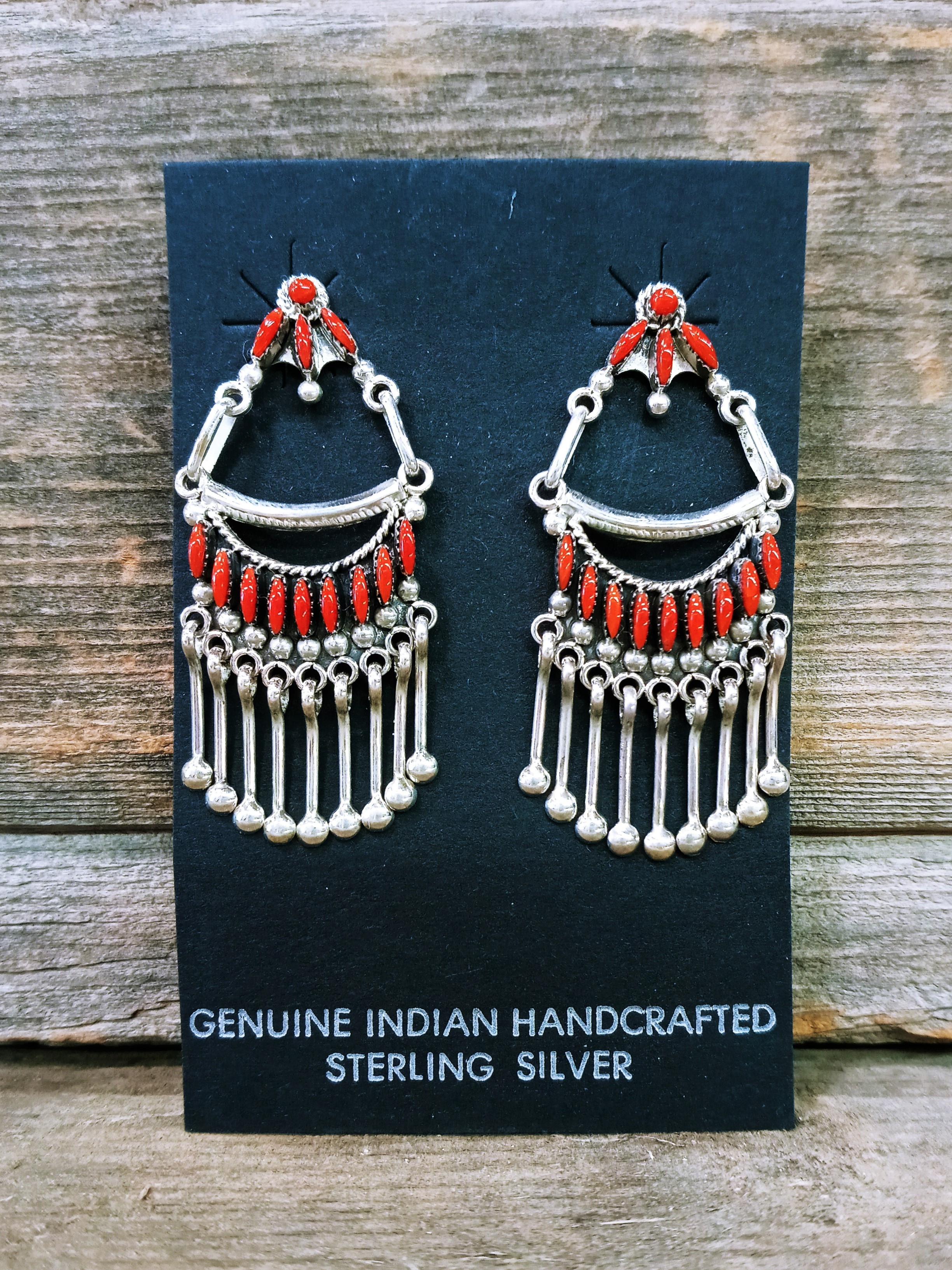 ERN12- Zuni Coral Earrings 