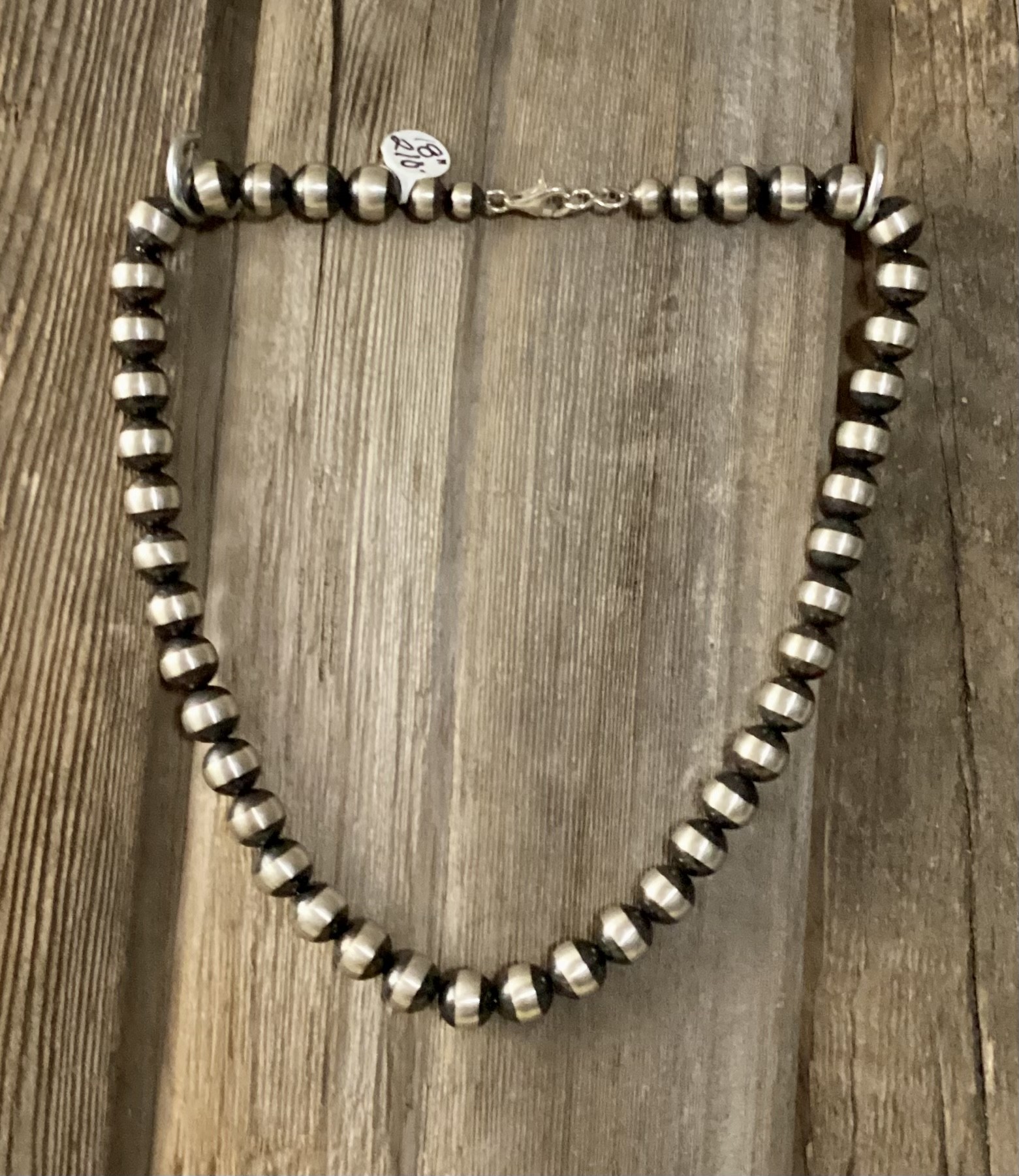NP5- Sterling Silver 18” Oxidized Navajo Pearl Necklace