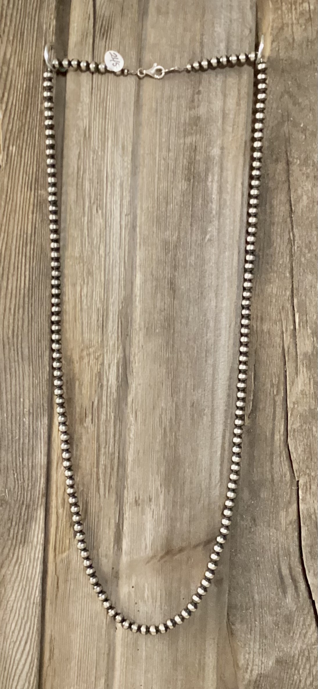 NP3- Sterling Silver 30” Oxidized Navajo Pearl Necklace