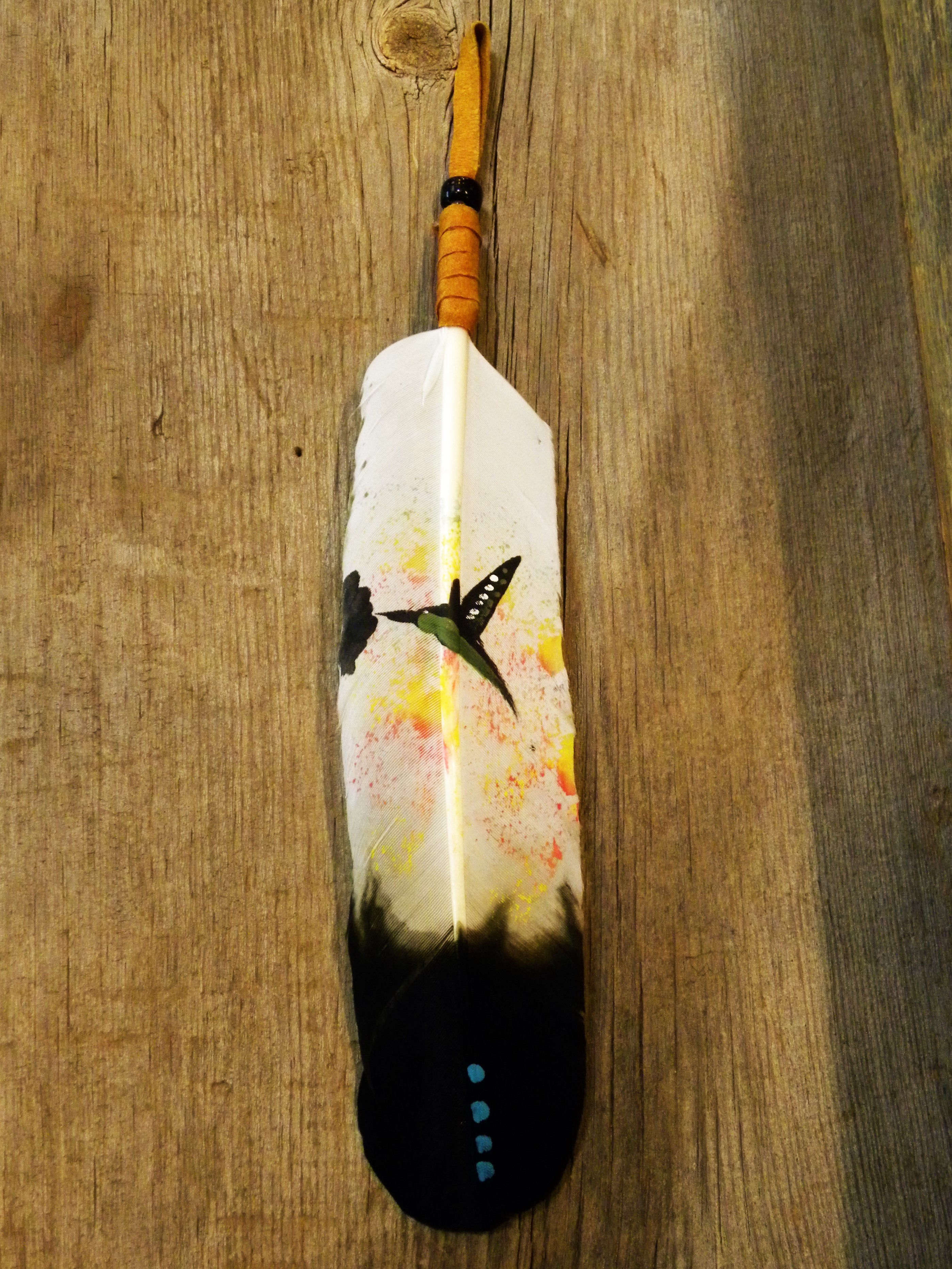FF19- Navajo Hummingbird Painted Friendship Feather