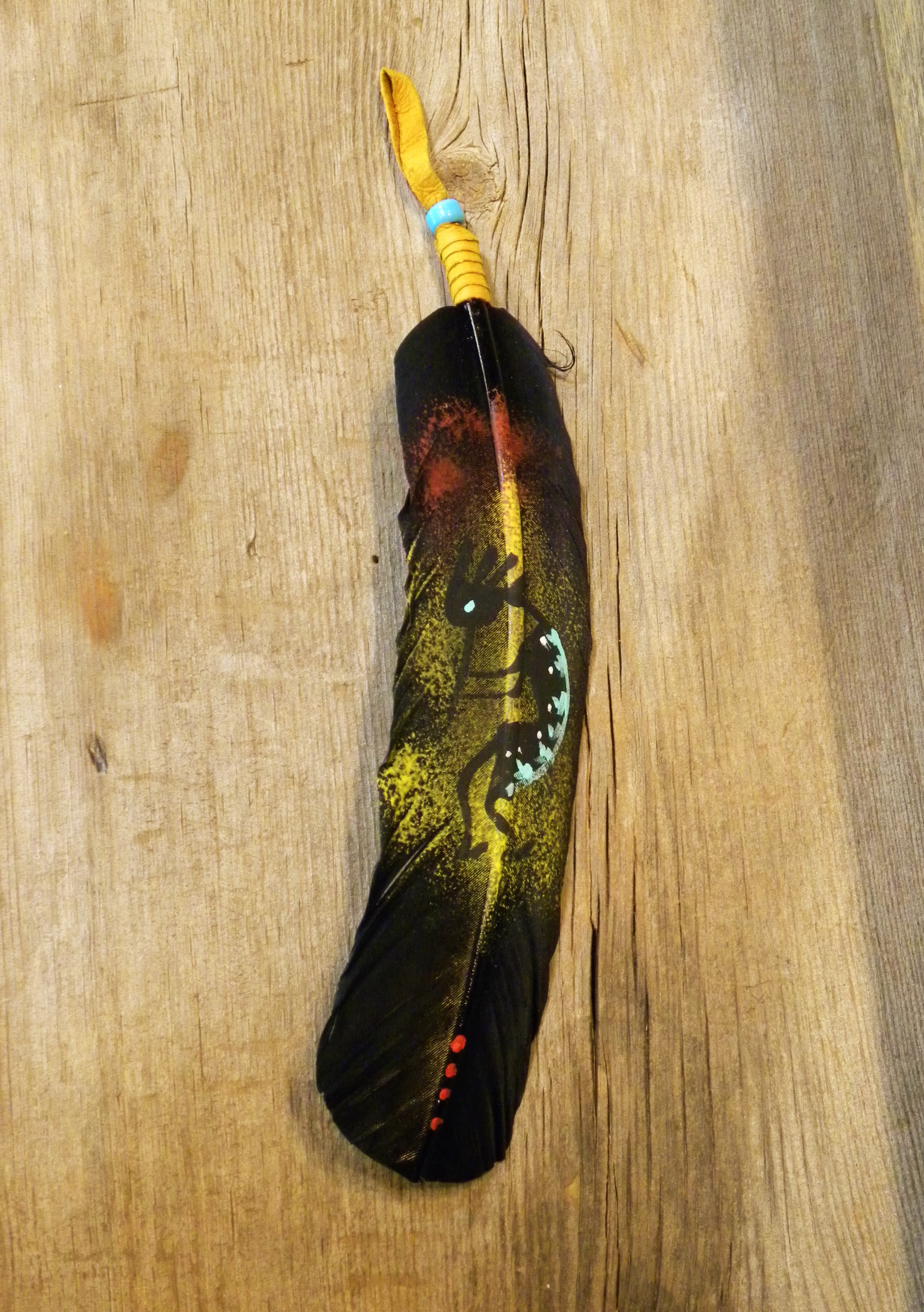 FF9- Navajo Kokopelli Painted Friendship Feather