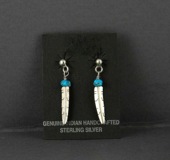 ERN47 Navajo Handmade Feather Earrings