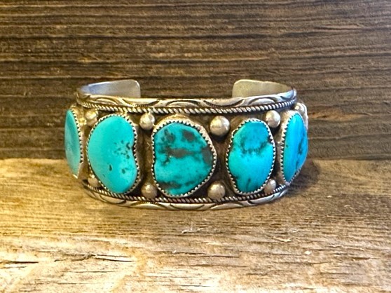 PB77- Pawn Navajo Handmade Turquoise Bracelet 