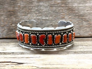 PB171- Pawn Navajo Coral Bracelet 