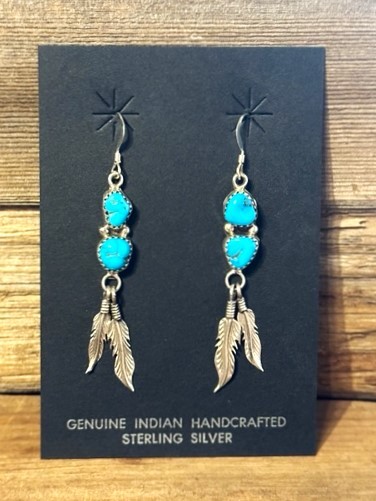 ERN41- Navajo Dangle Turquoise Earrings 