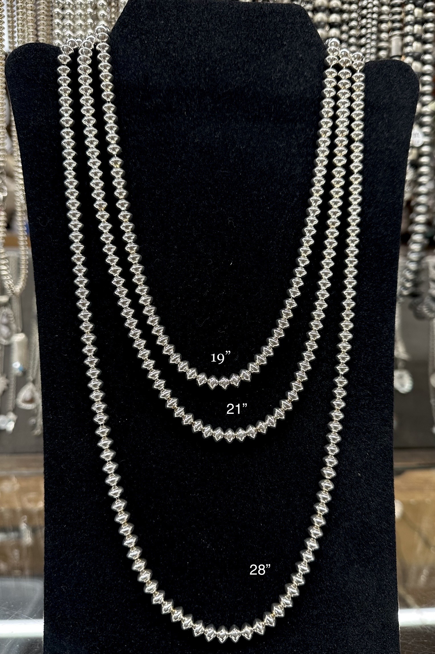 NP14- Sterling Silver 28” Navajo Pearl Necklace