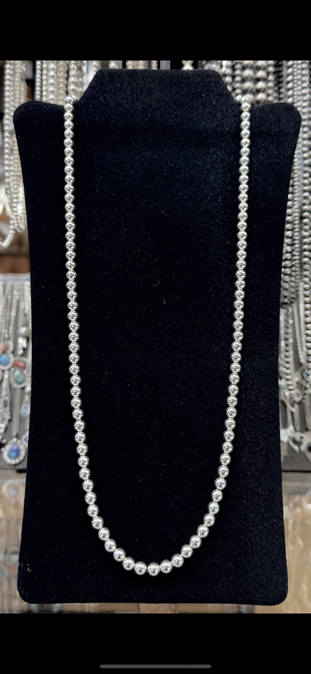 NP11- Sterling Silver 30” Navajo Pearl Necklace
