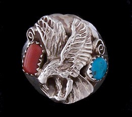 R122 Navajo Handmade Eagle Ring