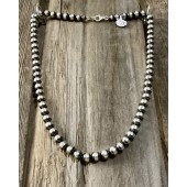 NP4- Sterling Silver 21” Oxidized Navajo Pearl Necklace