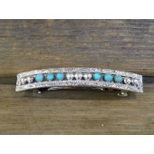 HC3-   Sterling Silver Kingman Turquoise Hair Clip 
