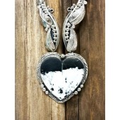 MLAN4- Monroe & Lillie Ashley White Buffalo Heart Necklace 
