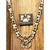 SBN3- Zuni Owl Inlay Squash Blossom Necklace & Earring Set 