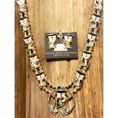 SBN3- Zuni Owl Inlay Squash Blossom Necklace & Earring Set 