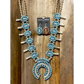SBN14- Pawn Reversible Squash Blossom Necklace 